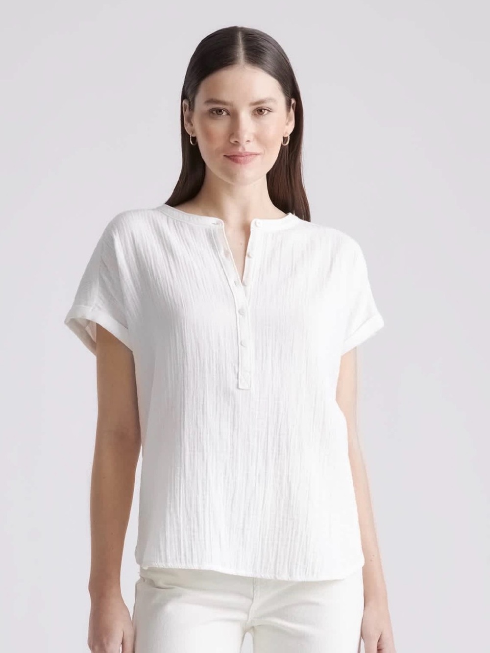 Quince 100% Cotton organic rolled sleeve white shirt -XS